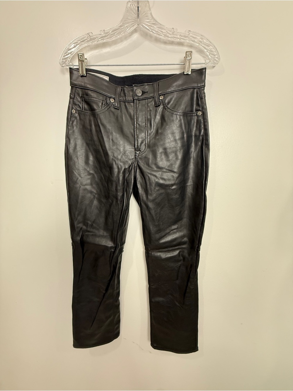 GAP Black Straight-Leg Faux Leather Pants